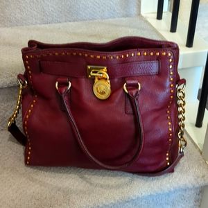 Michael Kors burgundy leather handbag purse